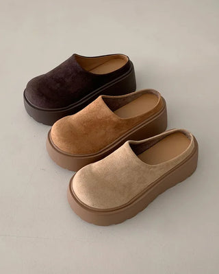 Suede platform mules