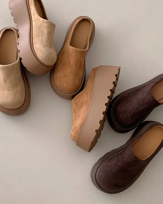 Suede platform mules