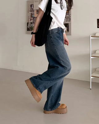Suede platform mules