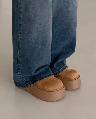 Suede platform mules