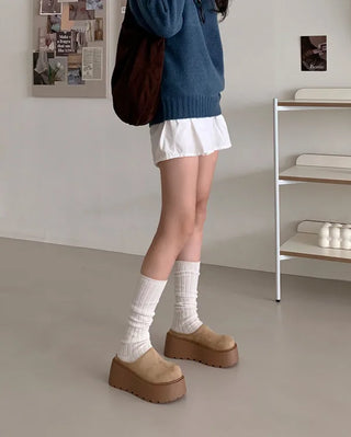 Suede platform mules