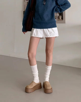 Suede platform mules