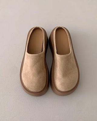 Suede platform mules