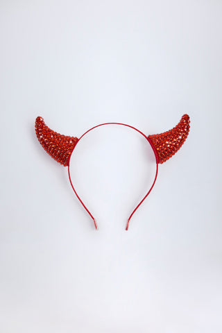 Devil Horns Headband in Fire Red