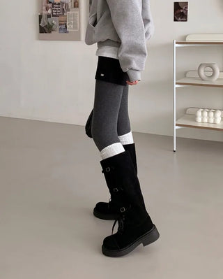 Suede lace-up walker boots