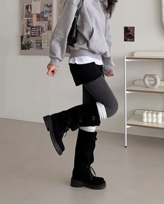 Suede lace-up walker boots