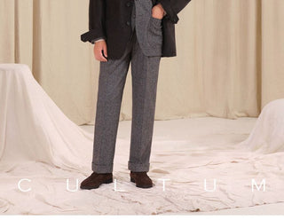 [CULTUM] Herringbone Wool Blend Blazer Jacket