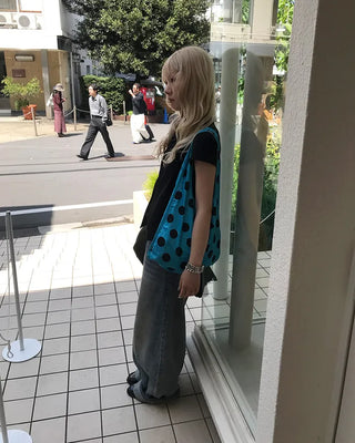 Wide denim pants