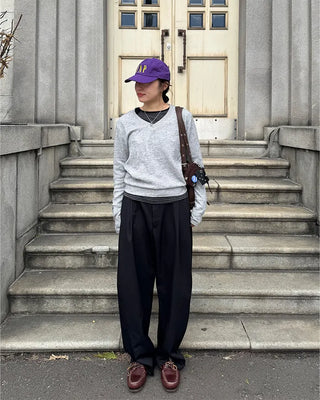 Sleeve Button V-Neck Long T-Shirt