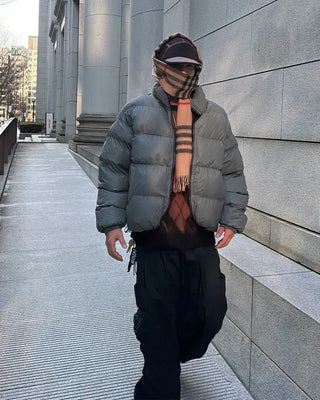 Checked wool blend scarf