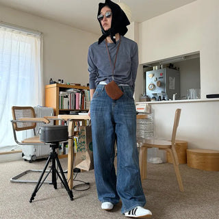 Wide denim pants