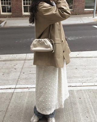 Vegan leather half trench coat