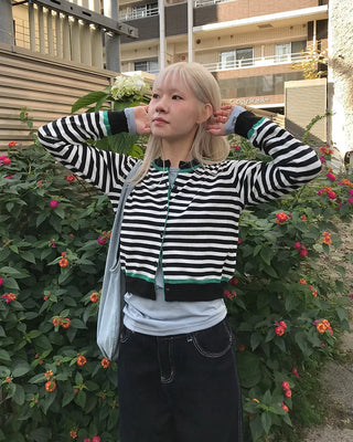 Two-tone striped cardigan
