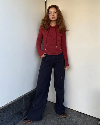 Side Yoke Wide Cotton Pants