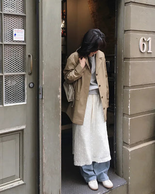 Vegan leather half trench coat