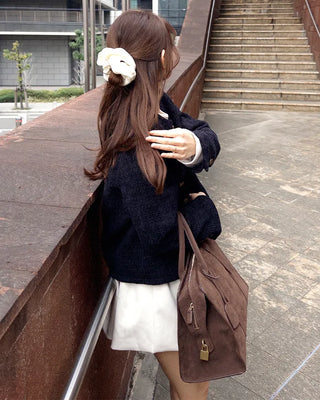 Gold button round tweed jacket