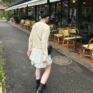 Flared shirred mini skirt