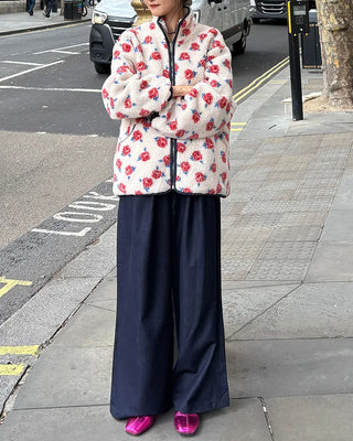 Denim Two-Pintuck Wide Pants