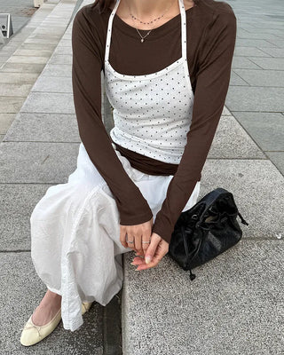 Boat neck long-sleeve top