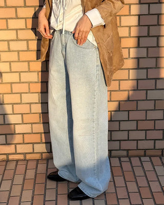 Washed oversized denim pants