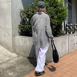 Unisex seersucker check shirt