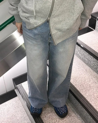 Semi-straight denim pants