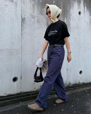 Cotton herringbone pants