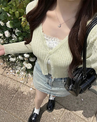 See-through ribbed cardigan