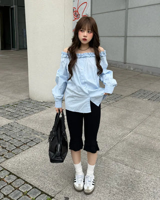 Frilled off-shoulder blouse