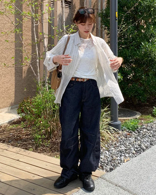 Slit denim pants