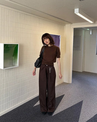 Cotton pleated pants