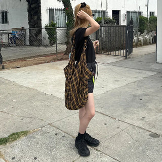 Vintage check shoulder bag