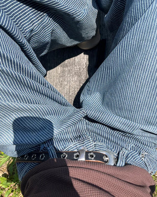 Wide striped denim pants