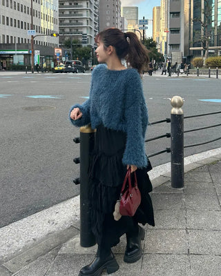 Frilled tiered long skirt