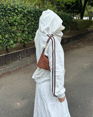 Half-zip line sleeve oversized hoodie