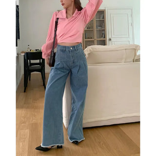 Big collar wrap blouse