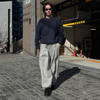 Pintuck Wide Brushed Sweatpants