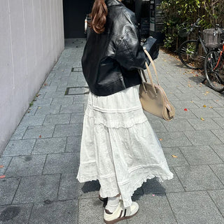 Frilled tiered skirt