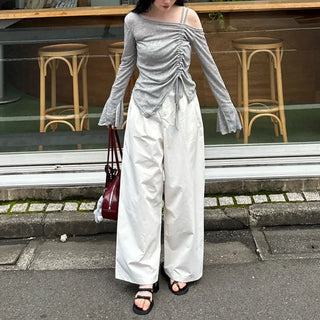 Asymmetrical Shirring T-Shirt