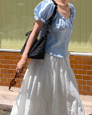 Dot Shirring Shoulder Bag
