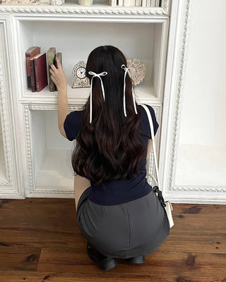 (2pcs) Satin Ribbon Hairpin Set