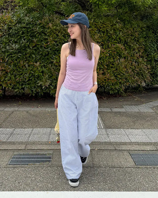 Summer cotton striped wide-leg pants