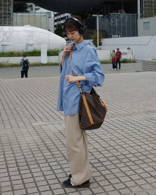Wide-seam cotton pants