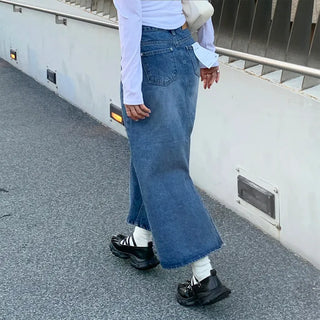 Denim long skirt