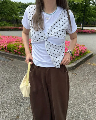 Dot Twist Round Neck T-Shirt