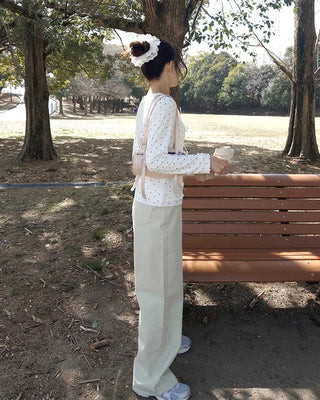 Colorful cotton wide-leg pants