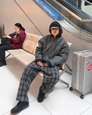 Big check wide pants