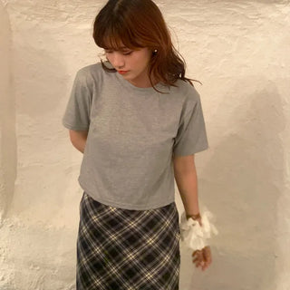 Basic cropped short-sleeved T-shirt