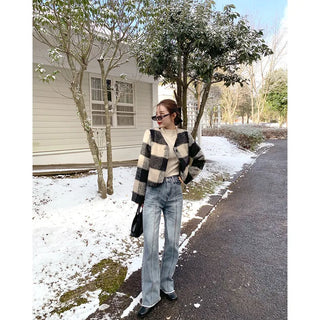 Checked cropped jacket