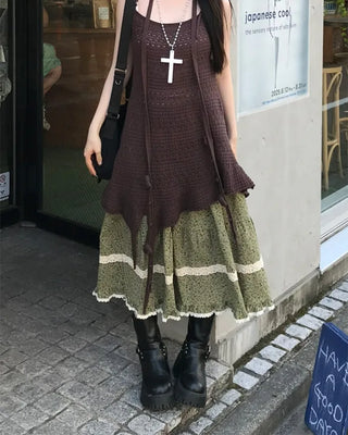 Floral lace tiered skirt